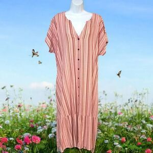 TERRA SKY PLUS tall prairie boho chic ruffled maxi dress long oversized 14 pink